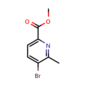 Chemical structure of 5-Bromo-6-methylpyridine-2-carboxylic acid methyl ester , CAS 1215860-20-0, AChemBlock N24924
