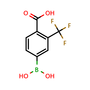 Chemical structure of 4-Carboxy-3-(trifluoromethyl)phenylboronic acid , CAS 1050424-03-7, AChemBlock N24928