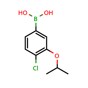 Chemical structure of 4-Chloro-3-isopropoxyphenylboronic acid , CAS 1256346-35-6, AChemBlock N24934