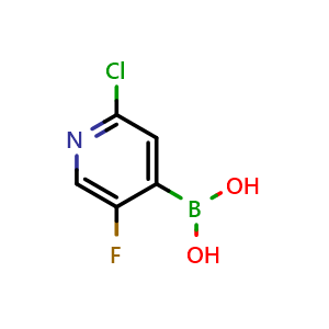 Chemical structure of 2-Chloro-5-fluoropyridine-4-boronic acid , CAS 951677-47-7, AChemBlock N24940