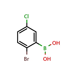 Chemical structure of 2-Bromo-5-chlorophenylboronic acid , CAS 1217501-18-2, AChemBlock N24945