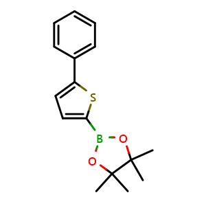 Chemical structure of 4,4,5,5-tetramethyl-2-(5-phenylthiophen-2-yl)-1,3,2-dioxaborolane , CAS 459409-74-6, AChemBlock N24950
