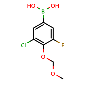 Chemical structure of 3-Chloro-5-fluoro-4-(methoxymethoxy)phenylboronic acid , CAS 1451392-28-1, AChemBlock N24959
