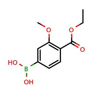 Chemical structure of 4-Ethoxycarbonyl-3-methoxyphenylboronic acid , CAS 911312-76-0, AChemBlock N24973