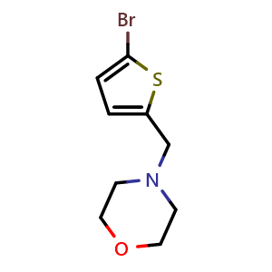 Chemical structure of 5-Bromo-2-(morpholin-4-ylmethyl)thiophene , CAS 364793-76-0, AChemBlock N24985