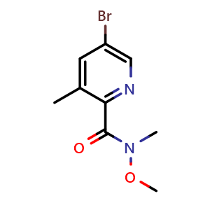 Chemical structure of 5-Bromo-3-methyl-N-methoxy-N-methylpyridine-2-carboxamide , CAS 1224604-14-1, AChemBlock N24990