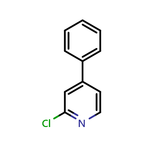 Chemical structure of 2-Chloro-4-phenylpyridine , CAS 42260-39-9, AChemBlock N24995