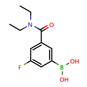 Chemical structure of 3-Fluoro-5-(diethylcarbamoyl)phenylboronic acid , CAS 871332-64-8, AChemBlock N24998