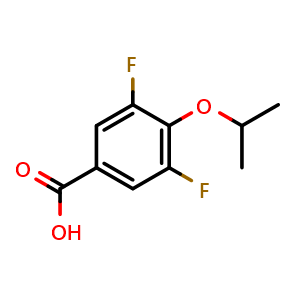 Chemical structure of 3,5-Difluoro-4-(propan-2-yloxy)benzoic acid , CAS 1344109-54-1, AChemBlock N25003