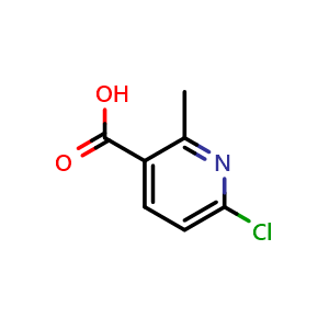 Chemical structure of 6-Chloro-2-methylpyridine-3-carboxylic acid , CAS 137129-98-7, AChemBlock N25033