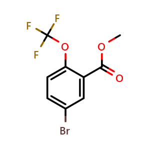 Chemical structure of 5-Bromo-2-(trifluoromethoxy)benzoic acid methyl ester , CAS 773874-13-8, AChemBlock N25038