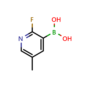 Chemical structure of 2-Fluoro-5-methylpyridine-3-boronic acid , CAS 1072952-45-4, AChemBlock N25051
