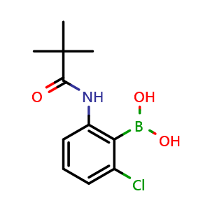 Chemical structure of 2-(tert-Butylcarbonylamino)-6-chlorophenylboronic acid , CAS 1451390-83-2, AChemBlock N25057
