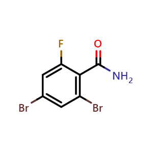 Chemical structure of 2,4-Dibromo-6-fluorobenzamide , CAS 904285-17-2, AChemBlock N25065