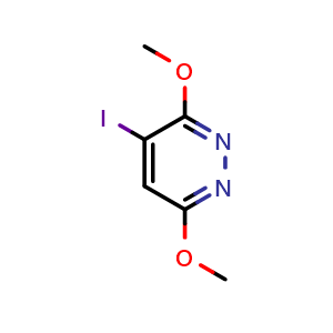 Chemical structure of 4-Iodo-3,6-dimethoxy-pyridazine , CAS 262353-13-9, AChemBlock N25073