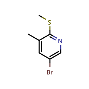 Chemical structure of 5-Bromo-3-methyl-2-(methylthio)pyridine , CAS 1289270-74-1, AChemBlock N25083