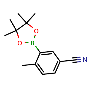 Chemical structure of 4-methyl-3-(4,4,5,5-tetramethyl-1,3,2-dioxaborolan-2-yl)benzonitrile , CAS 863868-32-0, AChemBlock N25086