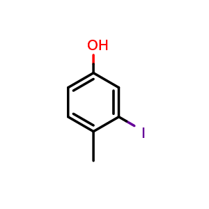 Chemical structure of 1-Methyl-2-iodo-4-hydroxybenzene , CAS 626250-54-2, AChemBlock N25087