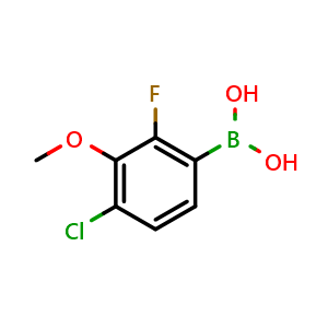 Chemical structure of 4-Chloro-2-fluoro-3-methoxyphenylboronic acid , CAS 944129-07-1, AChemBlock N25112