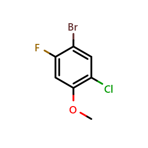 Chemical structure of 1-Bromo-5-chloro-2-fluoro-4-methoxybenzene , CAS 901236-75-7, AChemBlock N25121