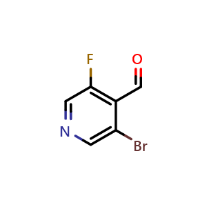 Chemical structure of 3-Bromo-5-fluoropyridine-4-carboxaldehyde , CAS 1227573-02-5, AChemBlock N25135