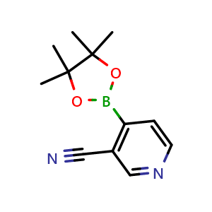 Chemical structure of 4-(4,4,5,5-tetramethyl-1,3,2-dioxaborolan-2-yl)nicotinonitrile , CAS 878194-92-4, AChemBlock N25150