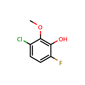 Chemical structure of 3-Chloro-6-fluoro-2-methoxyphenol , CAS 1781486-66-5, AChemBlock N25151