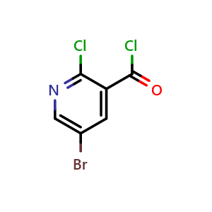 Chemical structure of 5-Bromo-2-chloro-3-pyridinecarbonyl chloride , CAS 78686-86-9, AChemBlock N25174