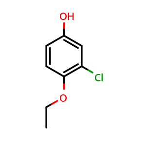 Chemical structure of 3-Chloro-4-ethoxy-phenol , CAS 1216134-31-4, AChemBlock N25182