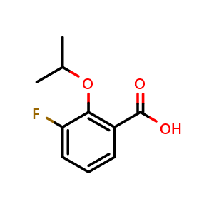 Chemical structure of 3-Fluoro-2-(propan-2-yloxy)benzoic acid , CAS 1248479-48-2, AChemBlock N25190