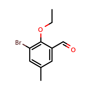 Chemical structure of 3-Bromo-2-ethoxy-5-methylbenzaldehyde , CAS 708272-19-9, AChemBlock N25193