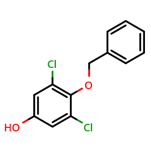 Chemical structure of 3,5-Dichloro-4-(phenylmethoxy)phenol , CAS 186805-79-8, AChemBlock N25208