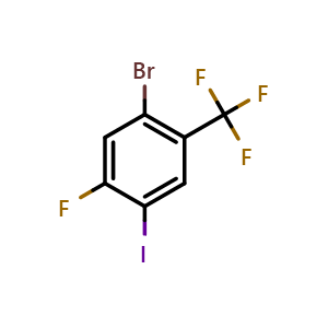 Chemical structure of 2-Bromo-4-fluoro-5-iodobenzotrifluoride , CAS 1394291-55-4, AChemBlock N25217