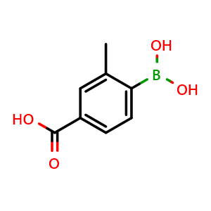 Chemical structure of 2-Methyl-4-carboxyphenylboronic acid , CAS 158429-66-4, AChemBlock N25253