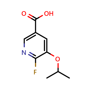 Chemical structure of 6-Fluoro-5-isopropoxynicotinic acid , CAS 1414870-56-6, AChemBlock N25294