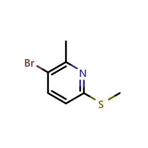 Chemical structure of 5-Bromo-6-methyl-2-methylthiopyridine , CAS 1289058-21-4, AChemBlock N25296