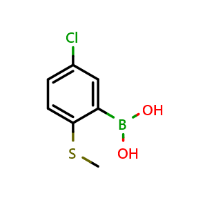 Chemical structure of 5-Chloro-2-(methythio)phenylboronic acid , CAS 1451392-55-4, AChemBlock N25306