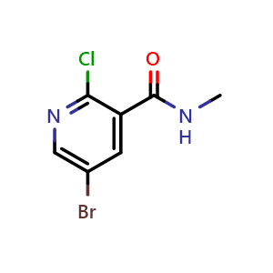 Chemical structure of 5-Bromo-2-chloro-N-methylpyridine-3-carboxamide , CAS 1189749-84-5, AChemBlock N25315