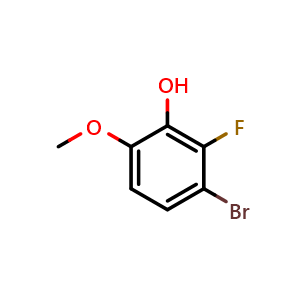 Chemical structure of 3-Bromo-2-fluoro-6-methoxyphenol , CAS 1367707-24-1, AChemBlock N25320