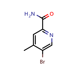 Chemical structure of 5-Bromo-4-methylpyridine-2-carboxamide , CAS 1809158-16-4, AChemBlock N25351