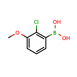Chemical structure of 2-Chloro-3-methoxyphenylboronic acid , CAS 854778-30-6, AChemBlock N25352