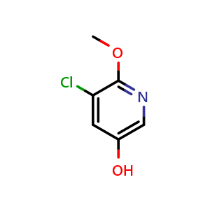 Chemical structure of 3-Chloro-5-hydroxy-2-methoxypyridine , CAS 1196157-30-8, AChemBlock N25353