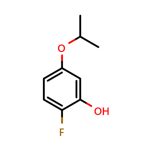 Chemical structure of 2-Fluoro-5-(propan-2-yloxy)phenol , CAS 1243289-64-6, AChemBlock N25367