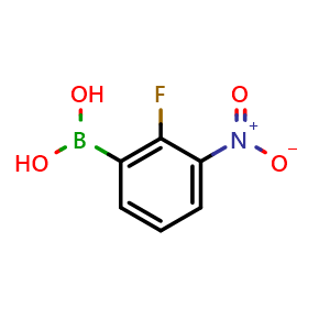 Chemical structure of 2-Fluoro-3-nitrophenylboronic acid , CAS 1150114-29-6, AChemBlock N25382