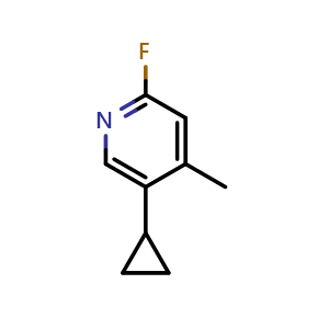 Chemical structure of 5-Cyclopropyl-2-fluoro-4-methylpyridine , CAS 1428234-77-8, AChemBlock N25398