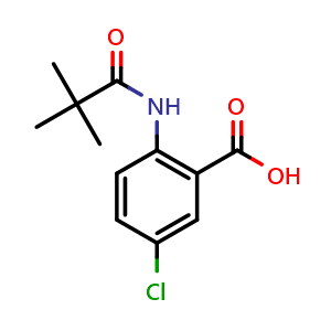 Chemical structure of 5-Chloro-2-(2,2-dimethylpropanoylamino)benzoic acid , CAS 351896-22-5, AChemBlock N25407