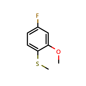 Chemical structure of 4-Fluoro-2-methoxy-1-(methylsulfanyl)benzene , CAS 1173006-35-3, AChemBlock N25416
