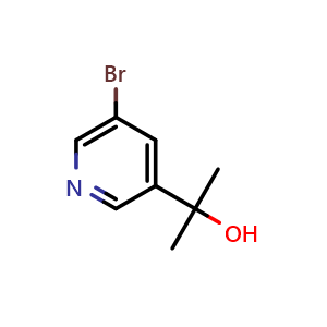 Chemical structure of 2-(5-Bromo-pyridin-3-yl)-propan-2-ol , CAS 40472-88-6, AChemBlock N25428