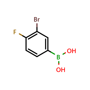 Chemical structure of 3-Bromo-4-fluorophenylboronic acid , CAS 1092533-91-9, AChemBlock N25430