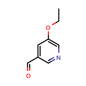 Chemical structure of 3-Ethoxy-5-formylpyridine , CAS 227939-23-3, AChemBlock N25442